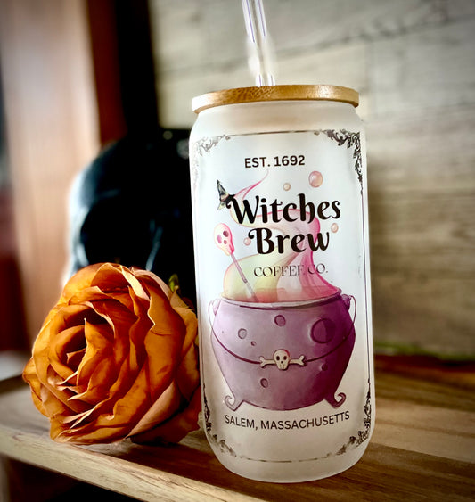 Beer Can glass Tumbler “Witches Brew”